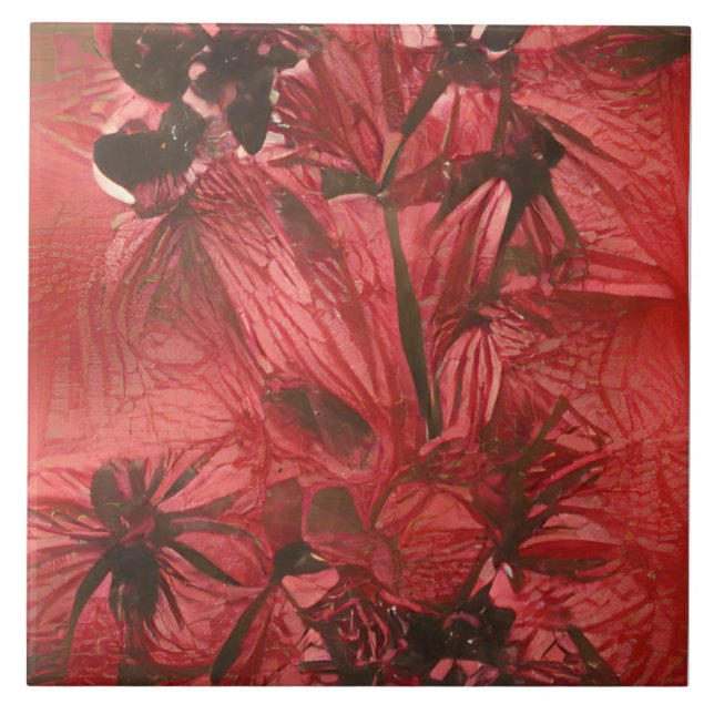 Red Floral Ceramic Tile (Front)