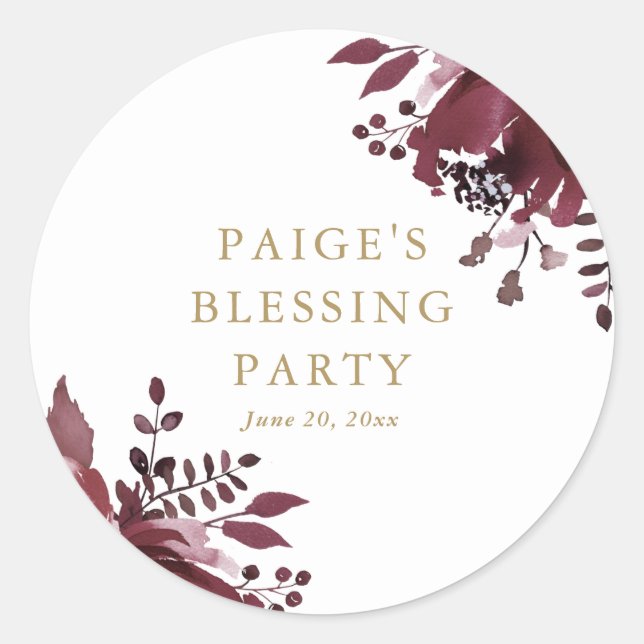 Red Floral Christian Mother and Baby Blessing Classic Round Sticker (Front)