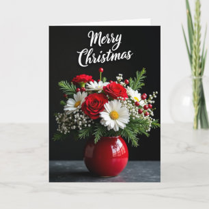 Red Floral Christmas Card