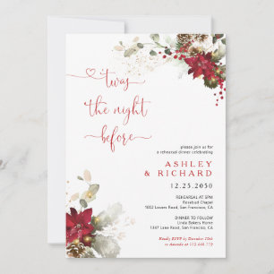 Red Floral Christmas Dinner Wedding Invitation
