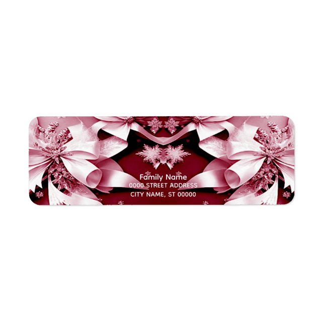 Red Floral Christmas Holiday Return Address Label (Front)