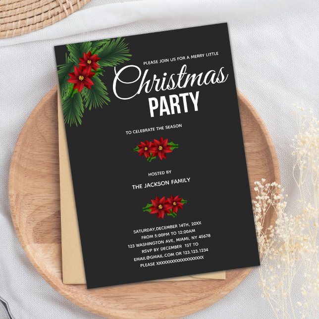 Red Floral Christmas Invitations (Red Floral Christmas Invitations)