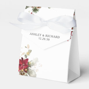 Red Floral Christmas Wedding Favour Boxes