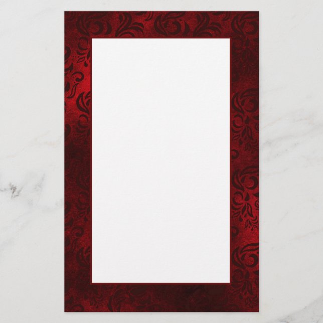 Red Floral Damask Writing Paper (Front)
