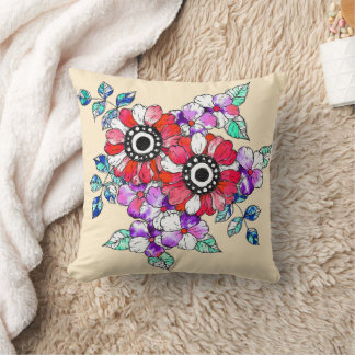 Red floral decoration cushion