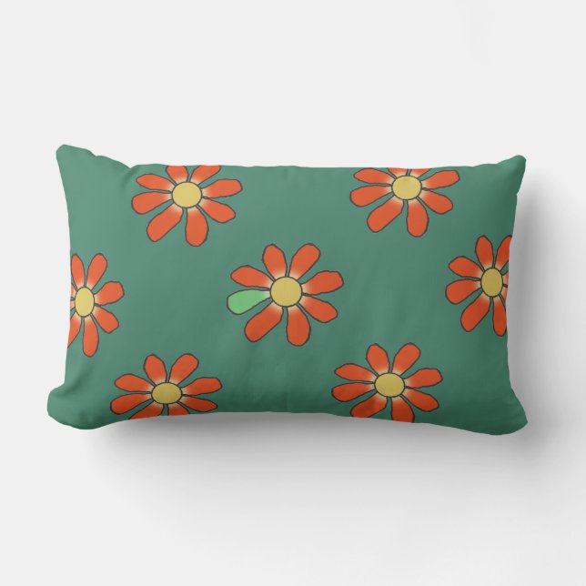 Red Floral Diversity Lumbar Cushion (Front)