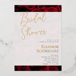 Red Floral Elegant Bridal Shower Invite