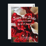 Red Floral Elegant Flowers Save the Date Wedding Postcard<br><div class="desc">Red Floral Modern Elegant Flowers Save the Date Wedding Postcard this beautiful Romantic Red Floral Modern Elegant Flowers with Gold Ball Accents and White Calla Lily  Flowers bouquet design has a matching items in our collection in store. Great for your elegant wedding. Personalise it.</div>