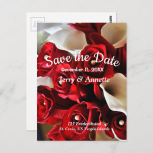 Red Floral Elegant Flowers Save the Date Wedding Postcard