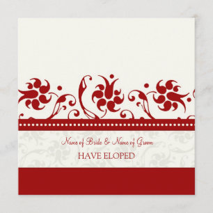 Red Floral Elopement Announcement Cards