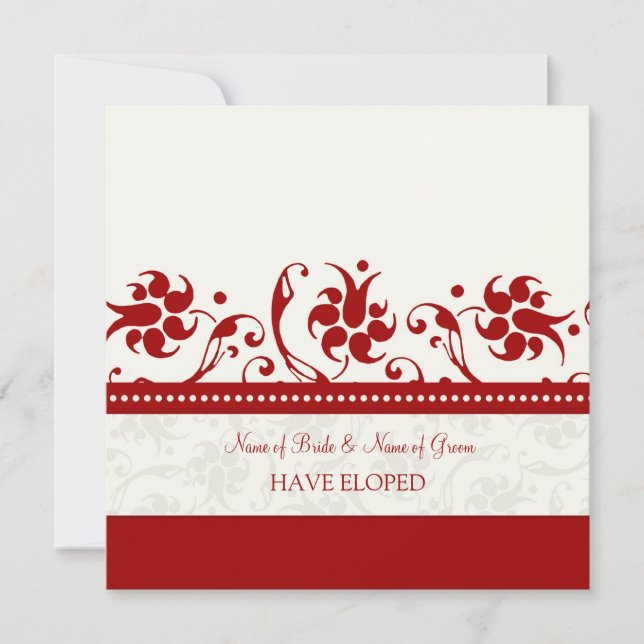 Red Floral Elopement Announcement Cards (Front)