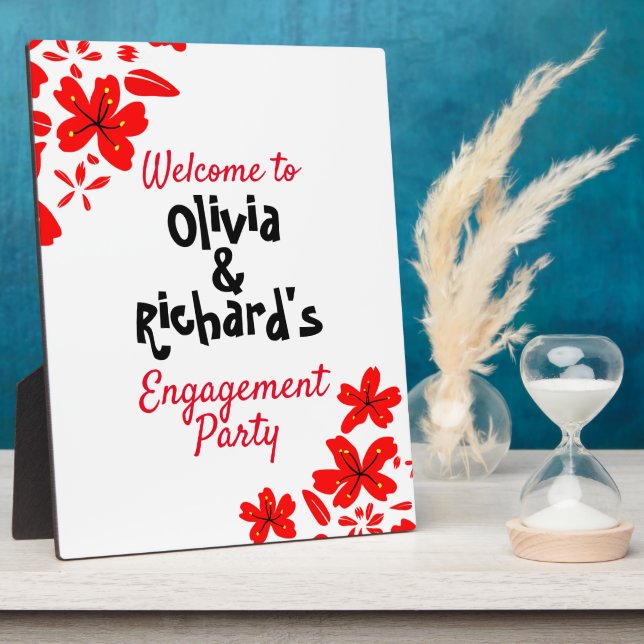 Red floral engagement plaque (Side)