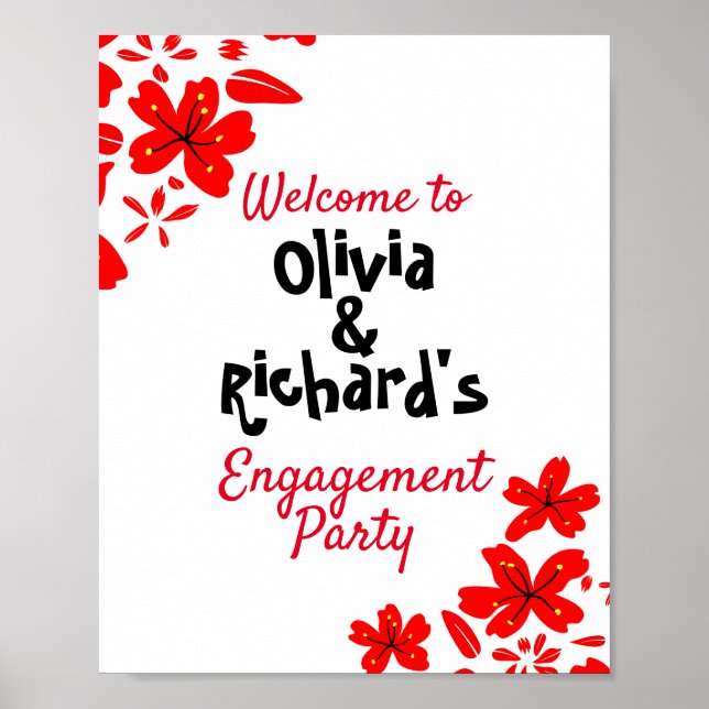 Red floral engagement poster (Front)