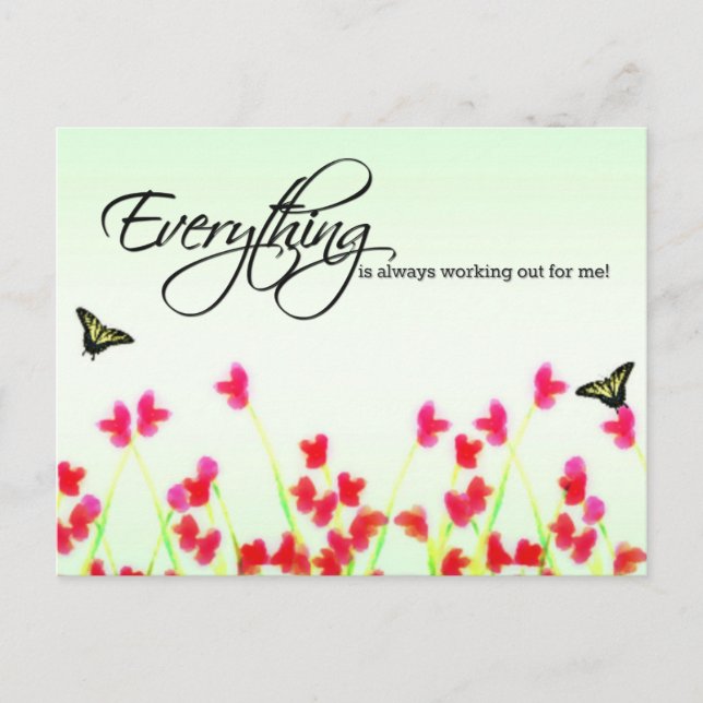 Red Floral - Everything is always working out Postcard (Front)