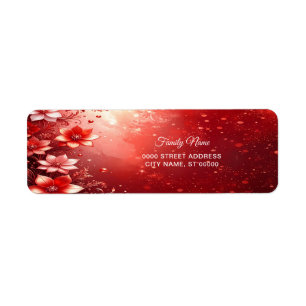Red Floral Festive Return Address Label