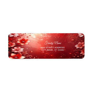 Red Floral Festive Return Address Label