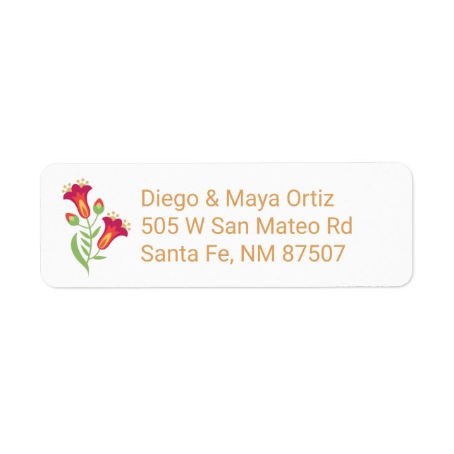 Red Floral Fiesta Address Labels (Front)