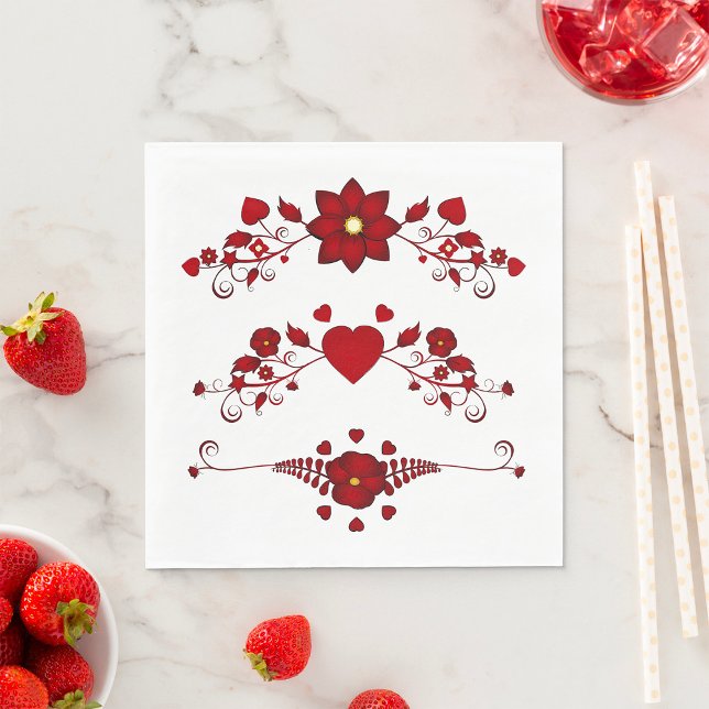 Red Floral Flourishes Napkin (Creator Uploaded)