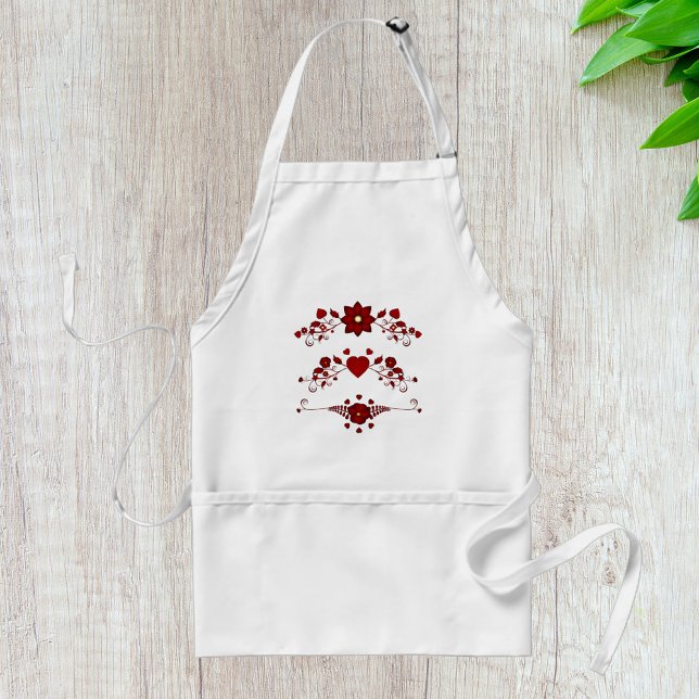 Red Floral Flourishes Standard Apron (Creator Uploaded)
