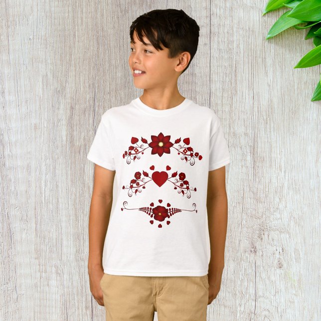 Red Floral Flourishes T-Shirt (Creator Uploaded)