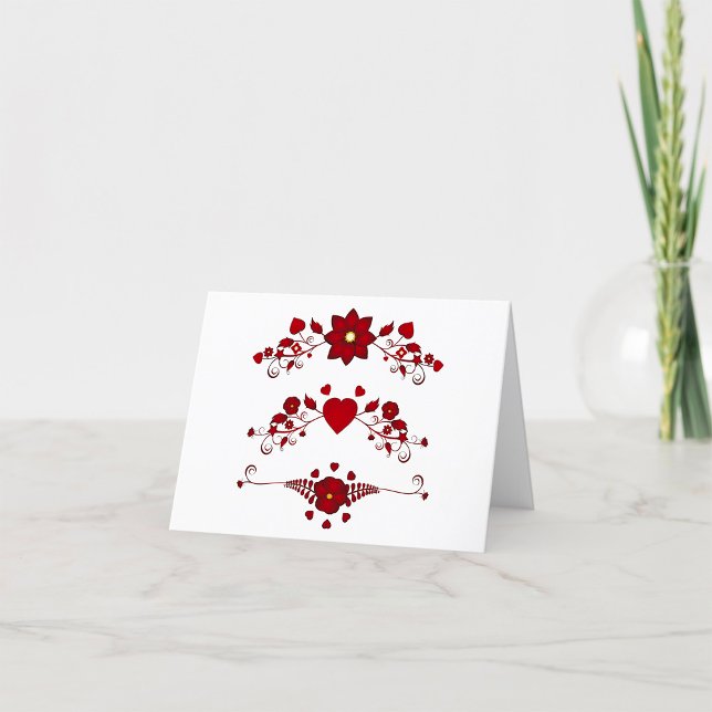 Red Floral Flourishes Thank You Card (Creator Uploaded)