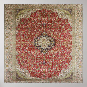 Red floral flower persian turkish pattern elegant  poster