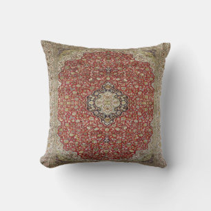 Red floral flower Persian Turkish Rug Print Cushion