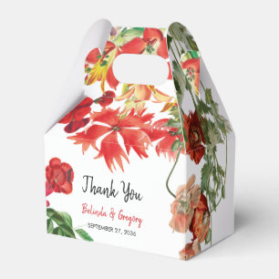 Red Floral Garden Botanical Flowers Wedding Favour Box