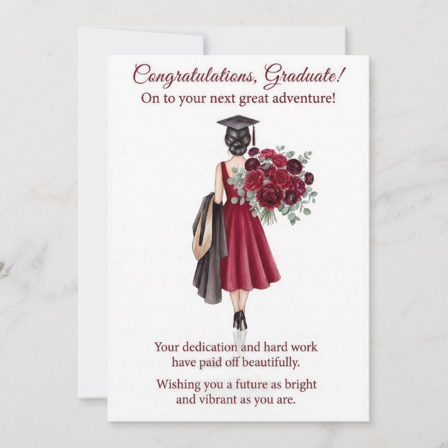 Red Floral Graduation Card Printable | PhD Grad (Front)
