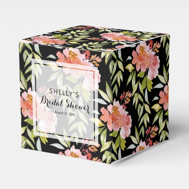Red Floral Greenery Bridal Shower Favour Box (Front Side)