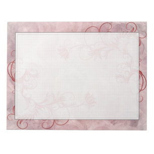 Red Floral Grunge Changeable Colour Border Notepa Notepad