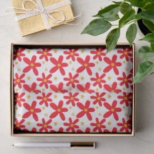 Red Floral Hand-Drawn Christmas Holidays Cute Tissue Paper