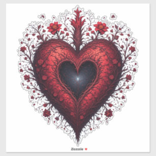 Red Floral Heart Design With Blooming Flowers
