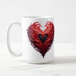 Red Floral Heart Design With Blooming Flowers Coffee Mug