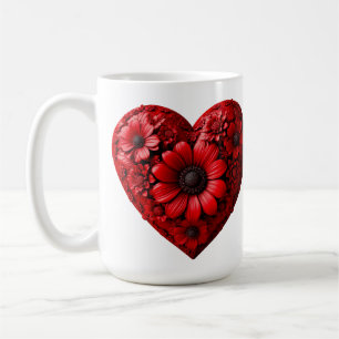 Red Floral Heart Made Of Flowers Coffee Mug