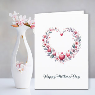 Red Floral Heart Mother's Day Holiday Card