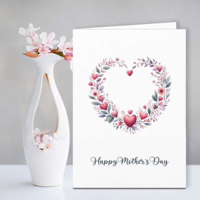 Red Floral Heart Mother's Day Holiday Card (Creator Uploaded)