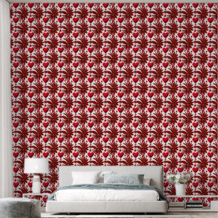 Red Floral Heart Pattern Aesthetic Romantic Flower Wallpaper