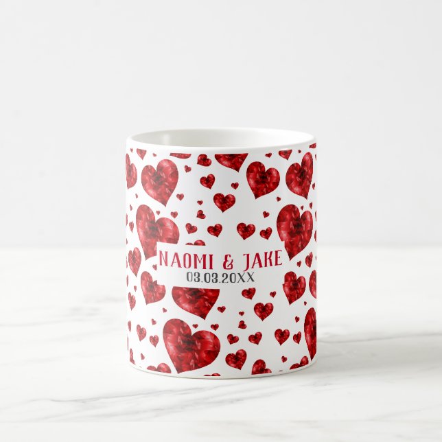 Red Floral Hearts Coffee Mug (Center)
