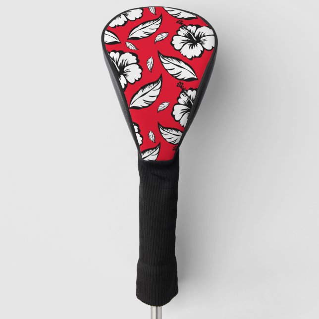 Red Floral Hibiscus Golf Head Cover (Front)