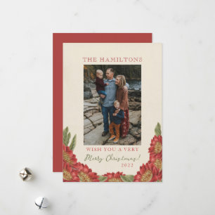Red Floral Holiday  Card