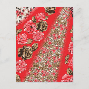 Red Floral Invitation Elegant Vintage Celebratio Postcard