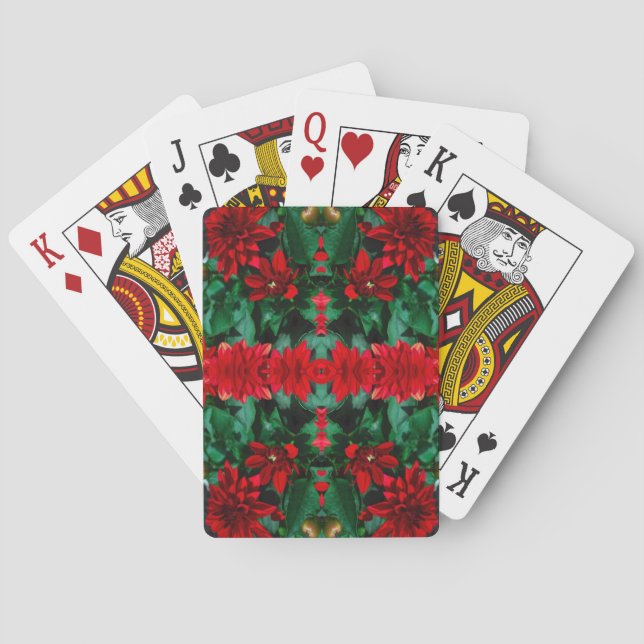 Red Floral Kaleidoscope Playing cards  (Back)