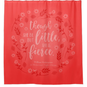 Red Floral Little But Fierce William Shakespeare Shower Curtain