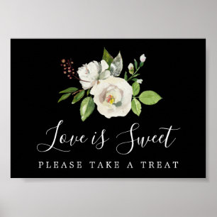 Red Floral Love is Sweet Wedding Dessert Bar Sign