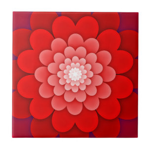 Red Floral Mandala-58566 Ceramic Tile