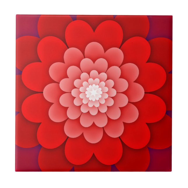 Red Floral Mandala-58566 Ceramic Tile (Front)
