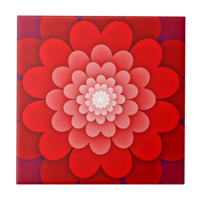 Red Floral Mandala-58566 Ceramic Tile (Front)