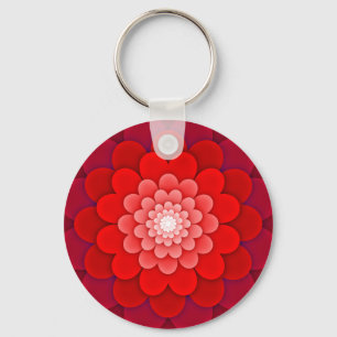 Red Floral Mandala-58566 Key Ring