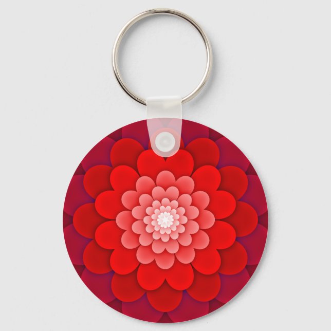 Red Floral Mandala-58566 Key Ring (Front)